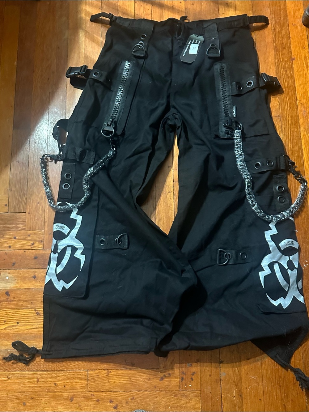 Tripp NYC Metallic Biotech Pants BLACK/SILVER Size Large